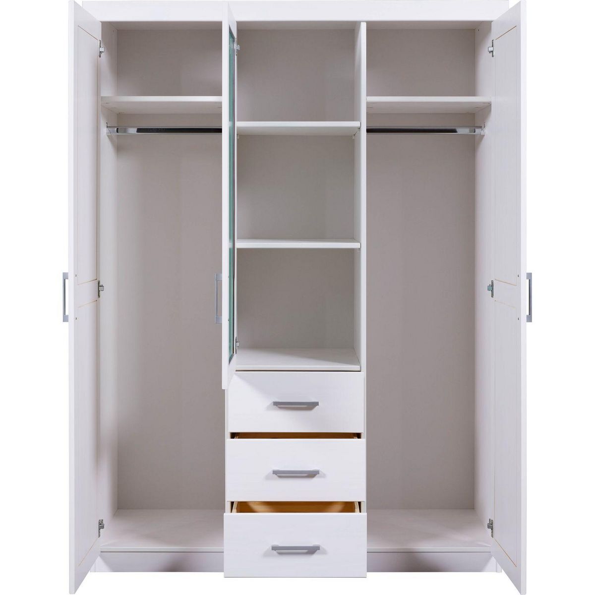 Armoire en  pin massif  3 tiroirs 3 portes +  miroir L140cm  GERALD