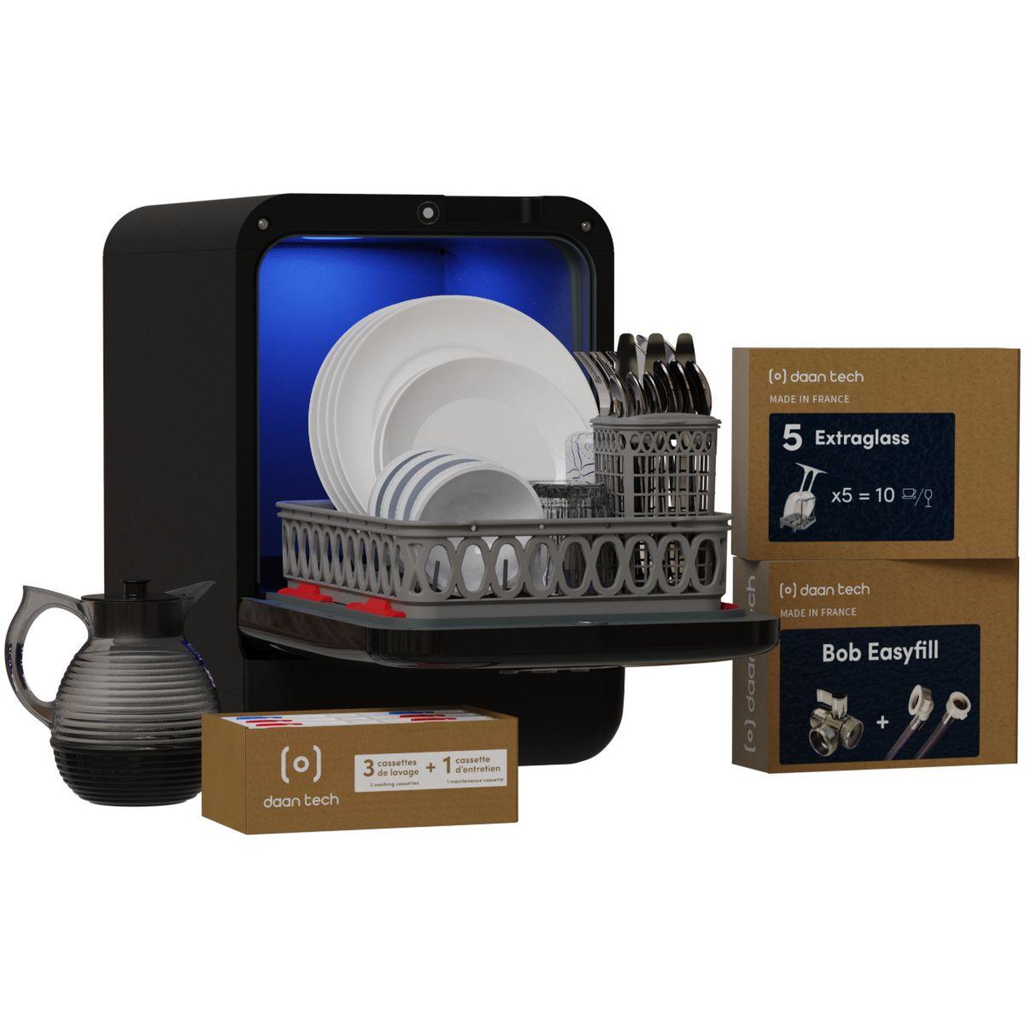 Voir la diapositive 2 : DAAN TECH Mini lave vaisselle bob - pack premium black