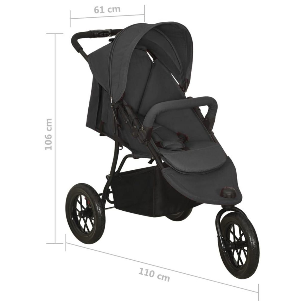 VIDAXL Poussette pour bebe Anthracite Acier