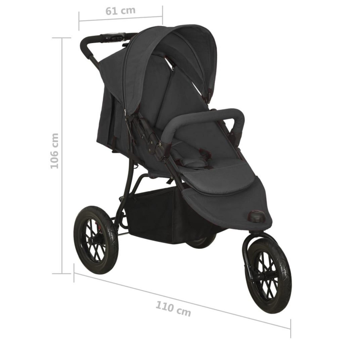 VIDAXL Poussette pour bebe Anthracite Acier