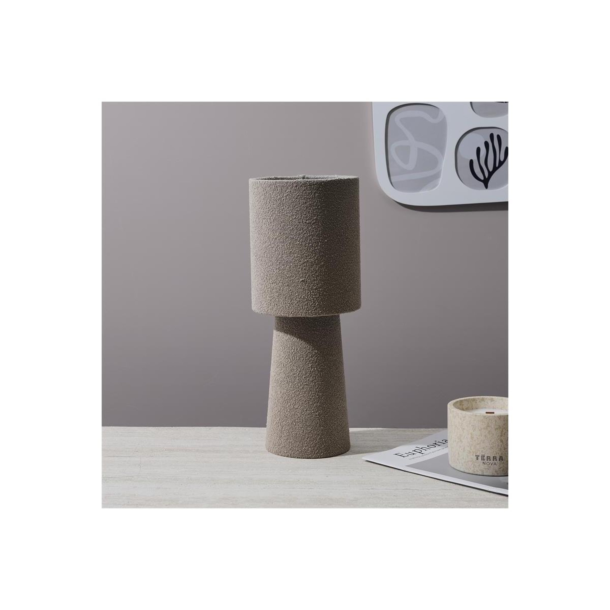 Voir la diapositive 2 : The Home Deco Factory Lampe à Poser Bouclette  Angye  38cm Taupe