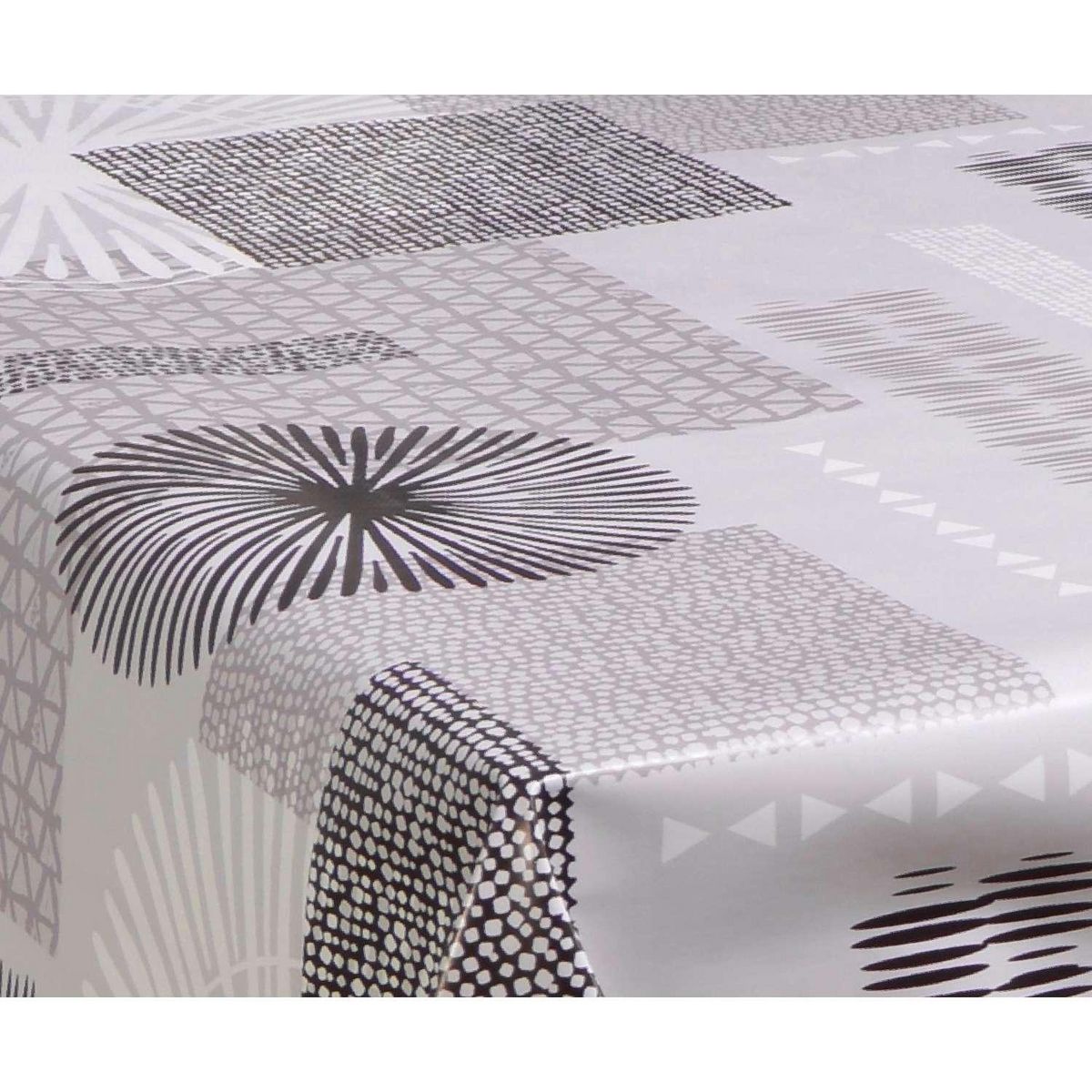 HABITABLE Nappe en toile cirée rectangulaire Run - 140 x 200 cm - Gris