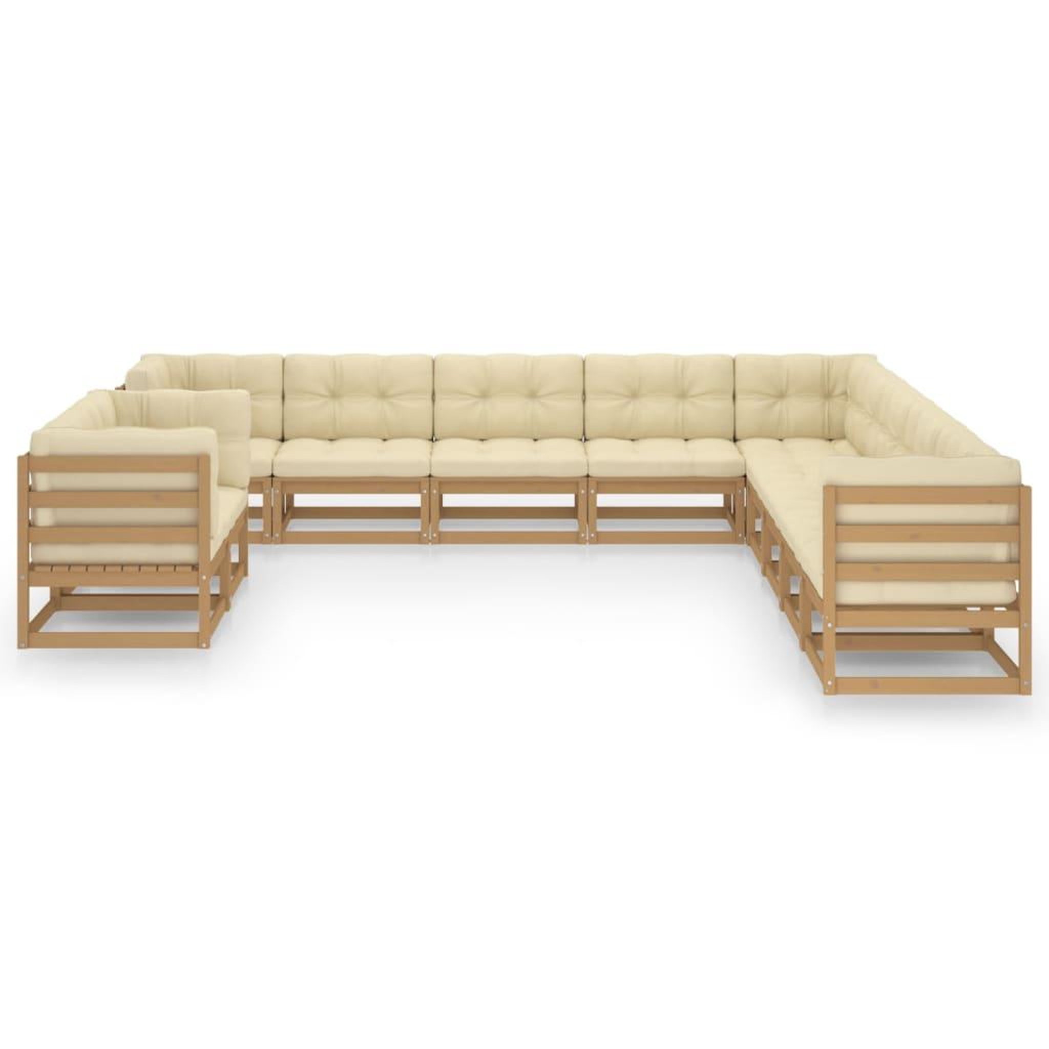 Voir la diapositive 3 : VIDAXL Salon de jardin 11 pcs avec coussins Marron miel Bois de pin