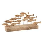 Paris Prix Statuette 19 Poissons sur Pied en Bois  Albasia  72cm Naturel