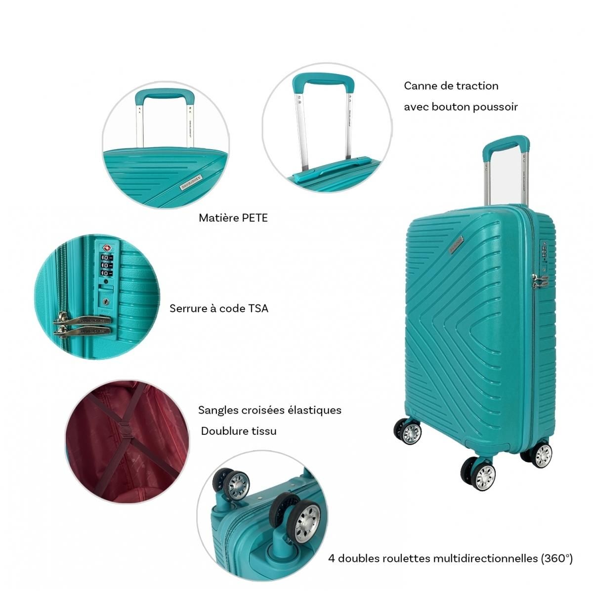 David Jones Lot 3 valises rigides dont 1 valise cabine TSA