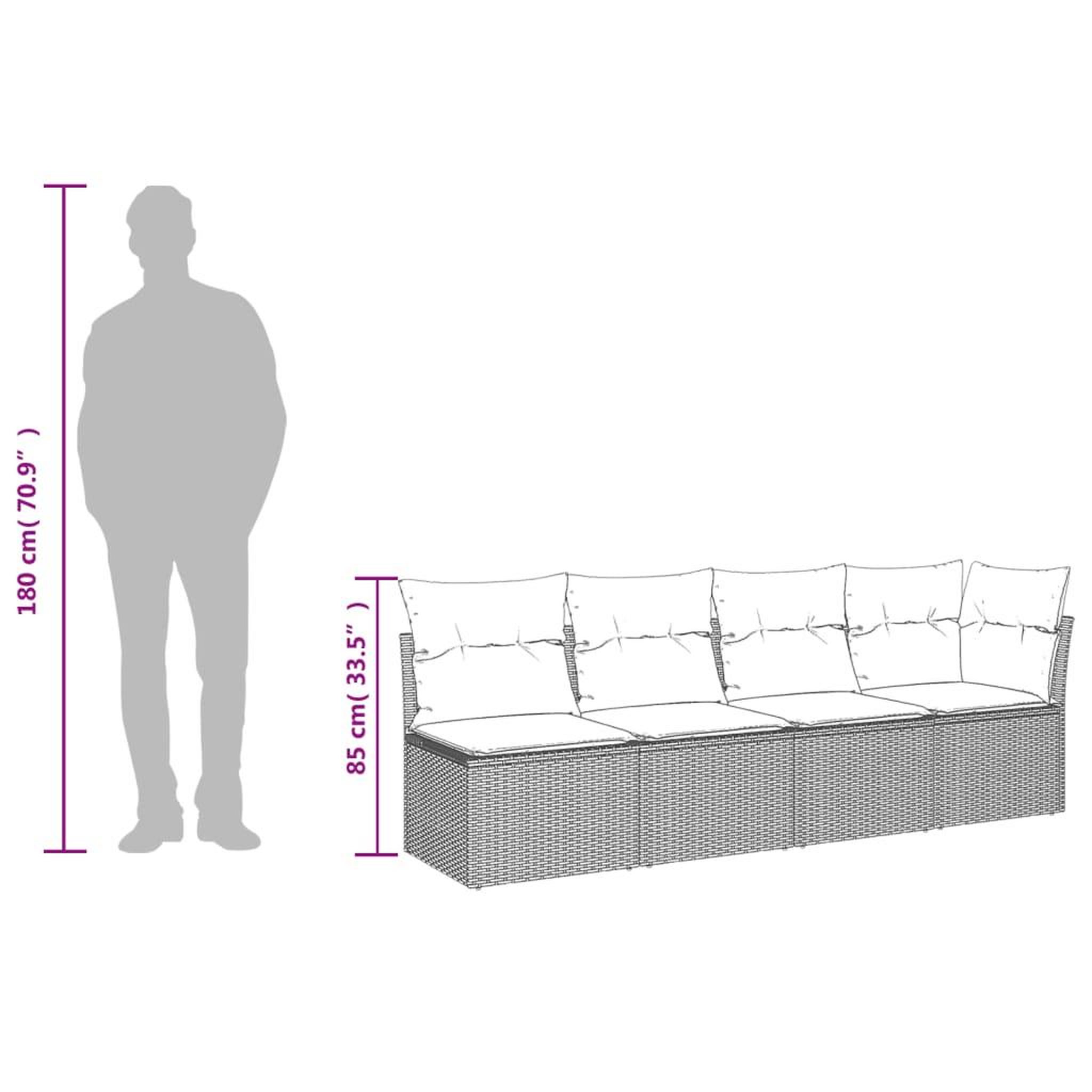 Voir la diapositive 6 : VIDAXL Canape de jardin avec coussins 4 places noir resine tressee