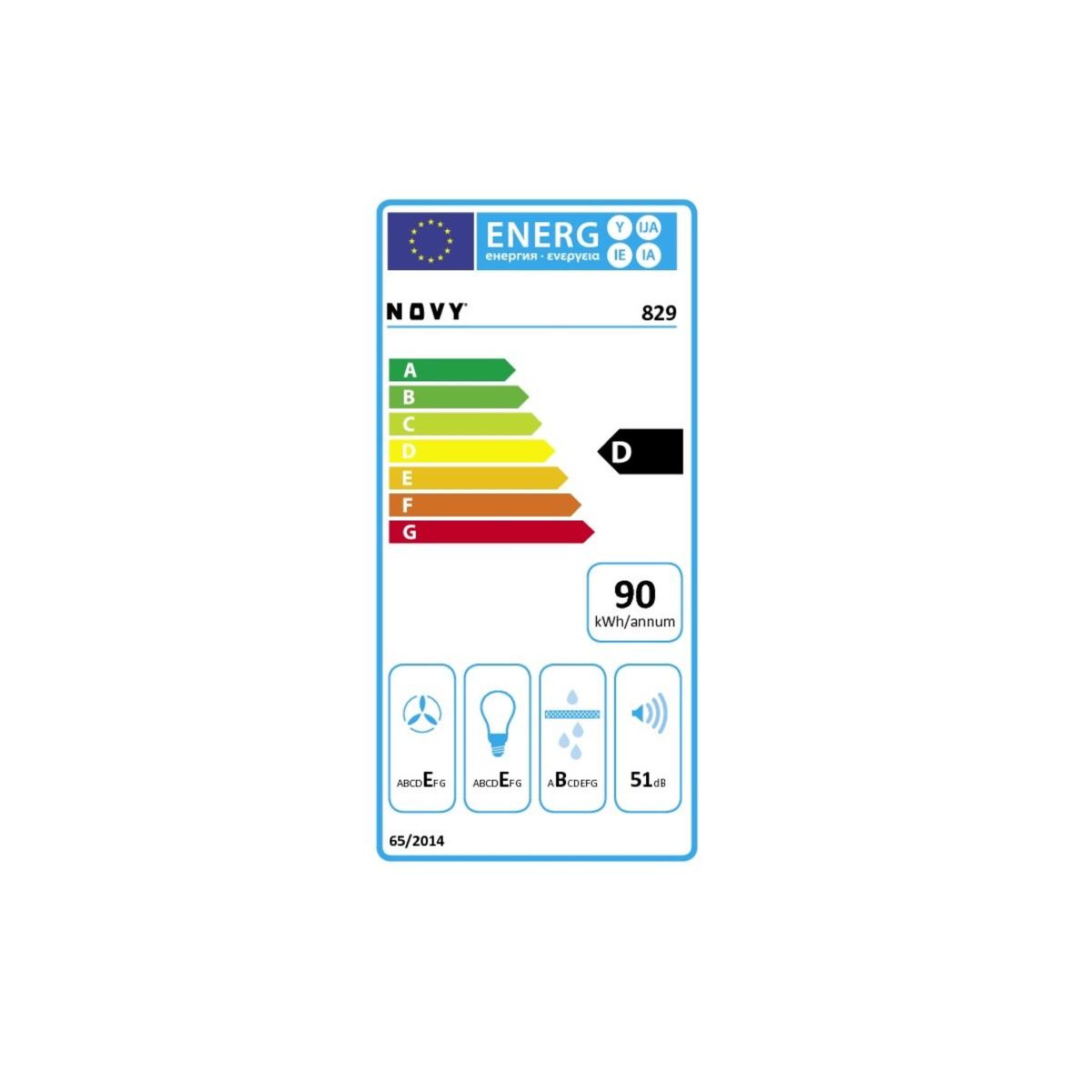 Voir la diapositive 2 : Novy Hotte décorative murale 90cm 700 m3/h inox - 829