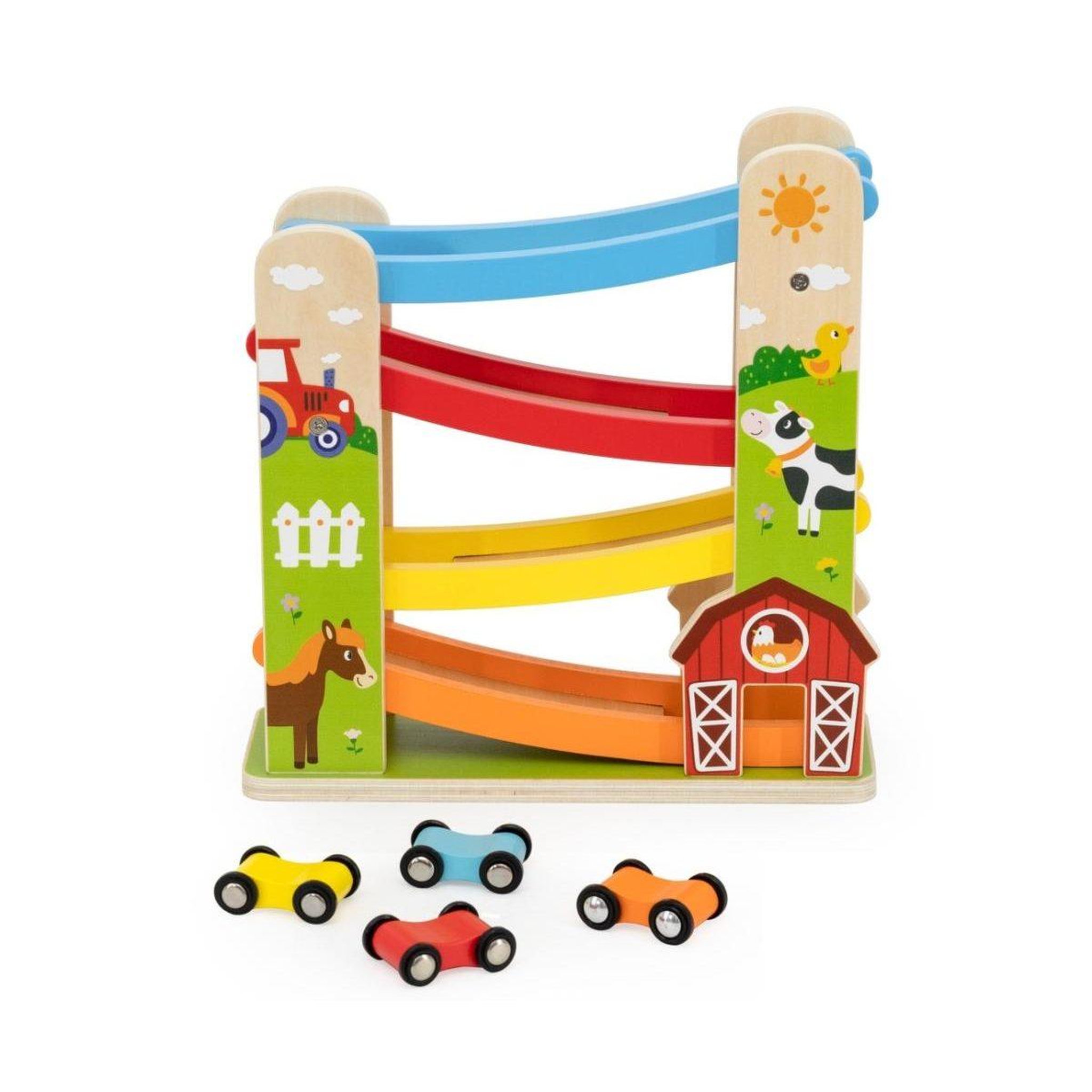 Voir la diapositive 4 : VIGA Toboggan à voitures  44844 - circuit ferme 4 niveaux en bois