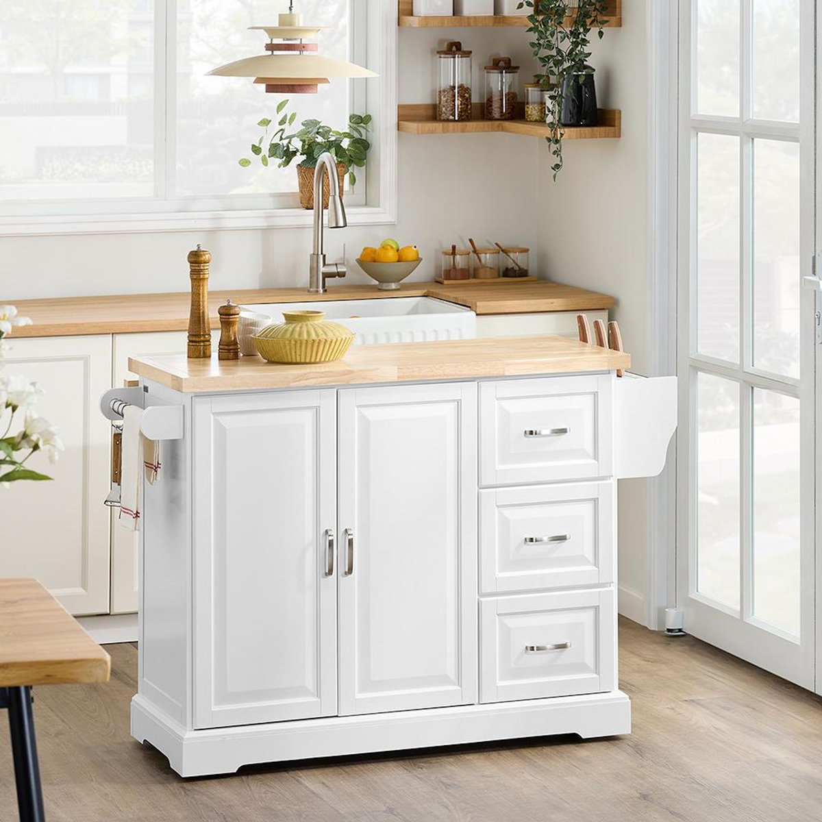 SOBUY SoBuy - Îlot De Cuisine à trois tiroirs - Classique - FKW41-II