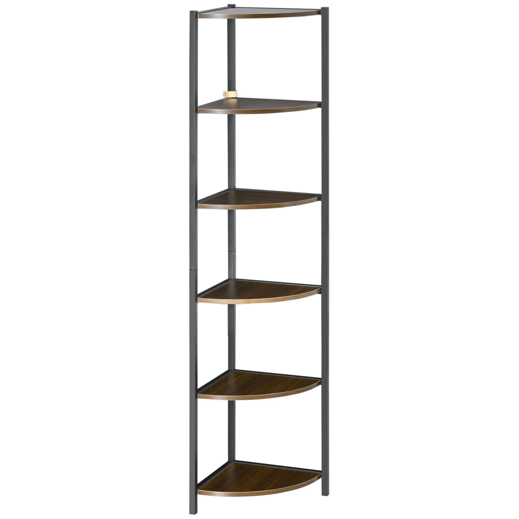 Voir la diapositive 1 : HOMCOM Étagère bibliothèque d'angle style industriel 6 étagères dim. 34L x 34l x 166H cm métal noir MDF aspect bois