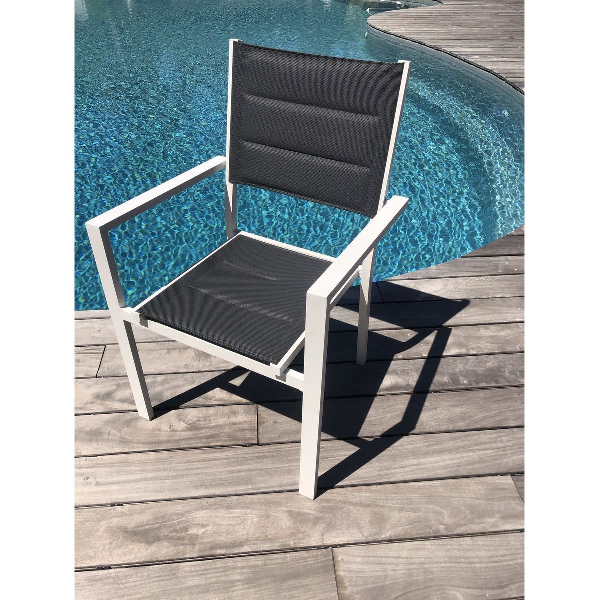 GIvex Lot de 8 fauteuils de jardin - Blanc et gris - ROMA