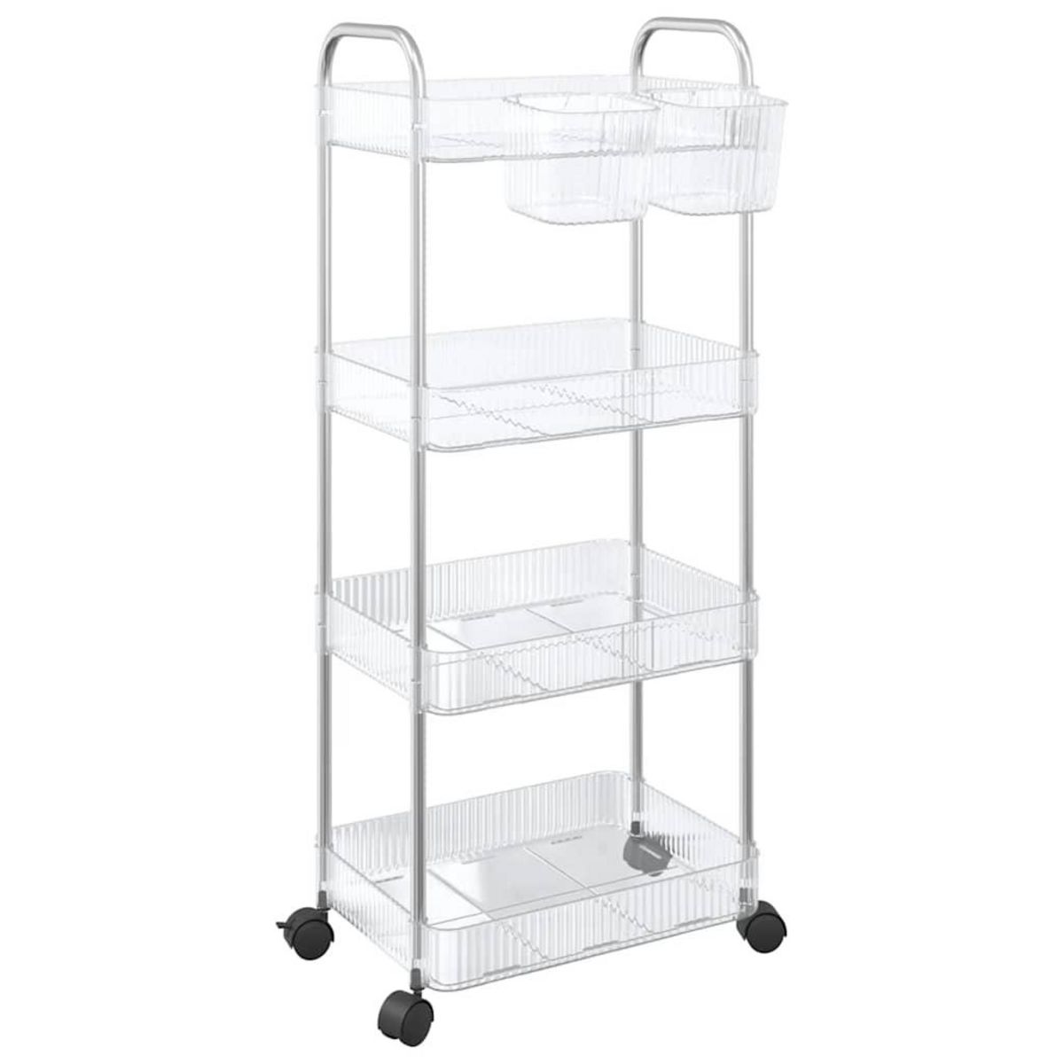 VIDAXL Chariot de rangement a 4 niveaux transparent acrylique