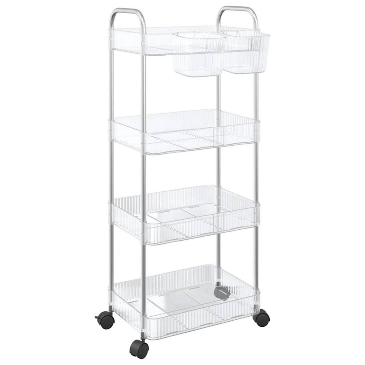 VIDAXL Chariot de rangement a 4 niveaux transparent acrylique