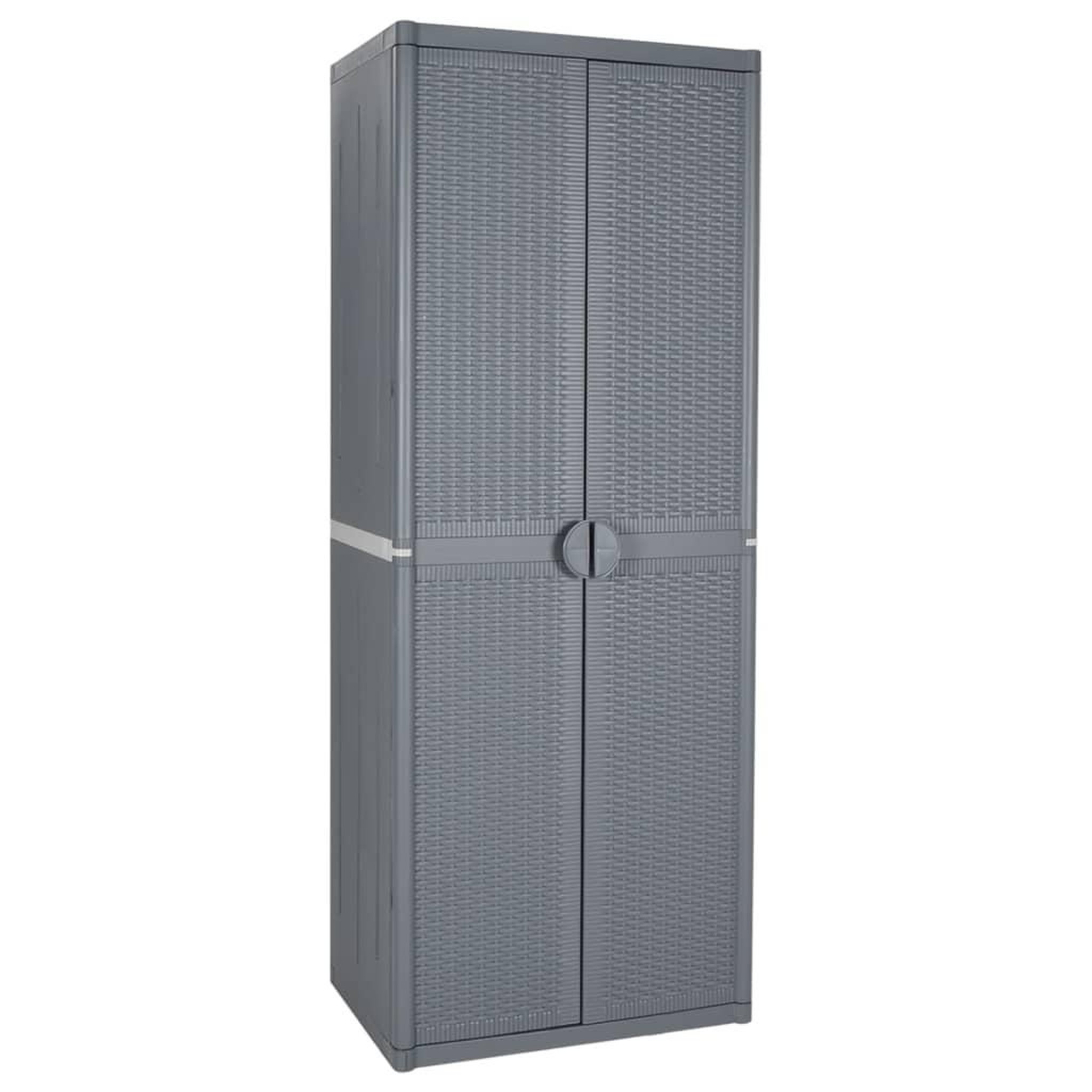 Voir la diapositive 1 : VIDAXL Armoire de rangement de jardin gris 65x45x172 cm PP rotin