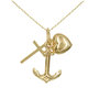Voir la diapositive 1 : L'ATELIER D'AZUR Collier - Pendentif Or Jaune Ancre Croix Coeur- 3 Vertues - Femme ou Enfant