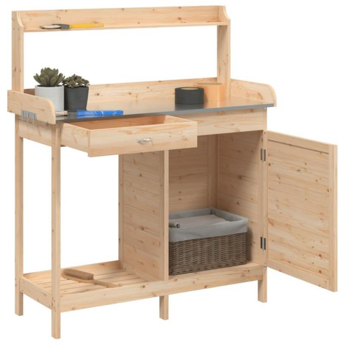 VIDAXL Table de rempotage avec armoire bois massif de sapin