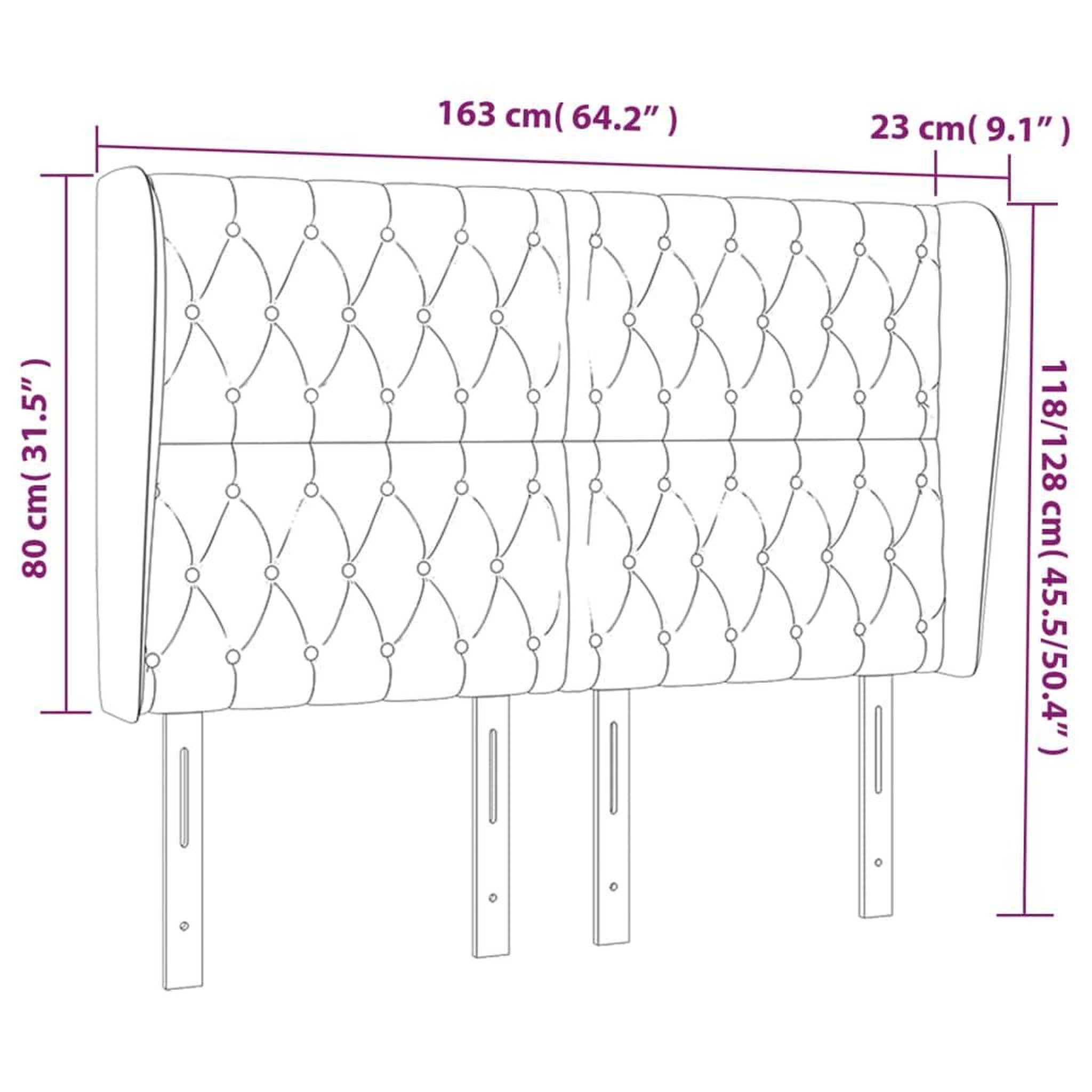 Voir la diapositive 6 : VIDAXL Tete de lit avec oreilles marron fonce 163x23x118/128 cm tissu