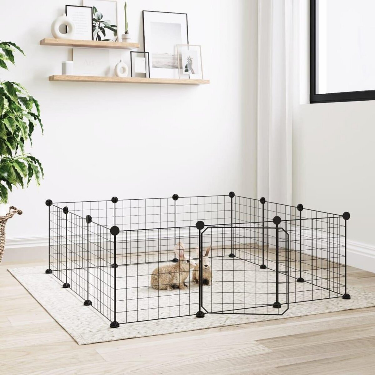 VIDAXL Cage animaux de compagnie a 12 panneaux et porte Noir 35x35 cm