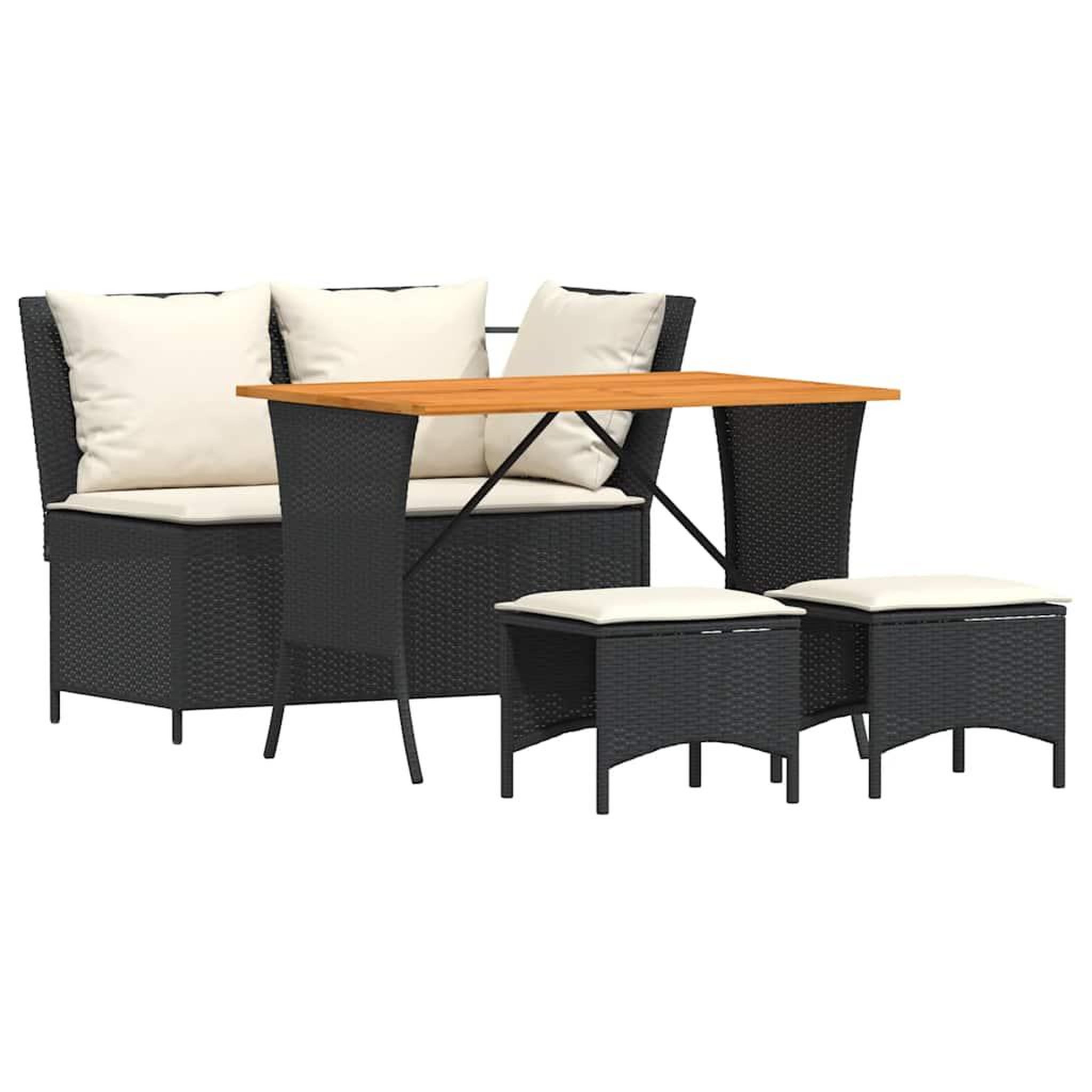 Voir la diapositive 2 : VIDAXL Ensemble a manger de jardin 4 pcs avec coussins noir
