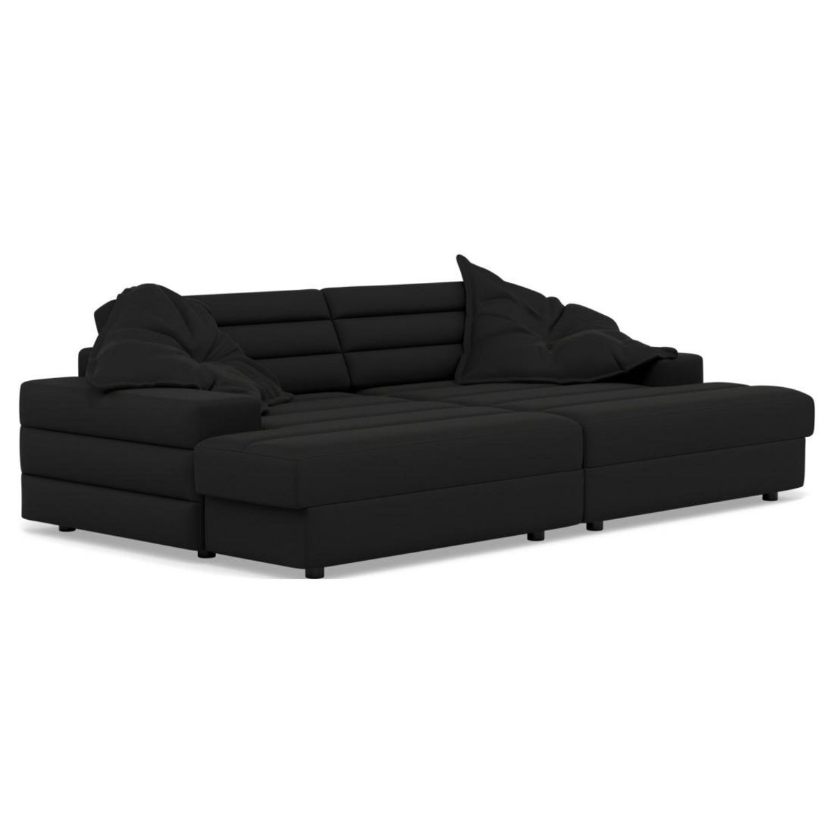 LISA DESIGN Loredana - canapé droit 4 places double méridienne - assise profonde - en tissu texturé