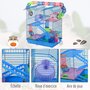 PAWHUT Cage pour Hamster Souris Petit Animaux Rongeur avec Tunnel Mangeoire Roue Jouet 47 x 30 x 59 cm cm Bleu