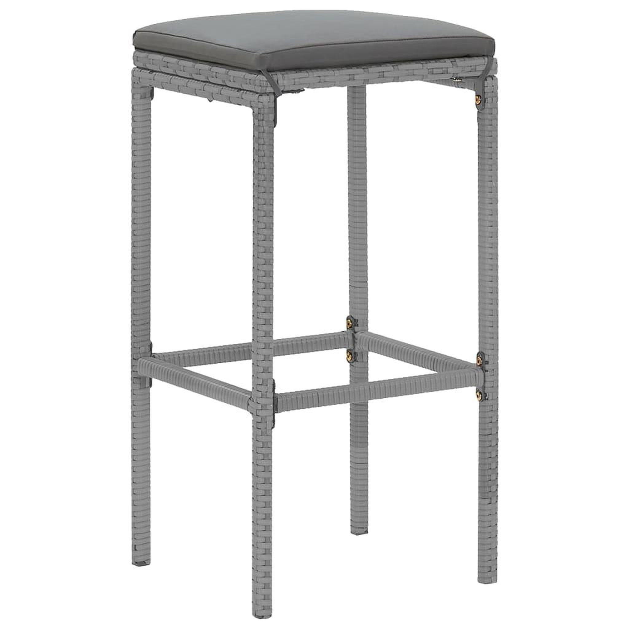 Voir la diapositive 5 : VIDAXL Ensemble de bar de jardin 5 pcs avec coussins gris poly rotin