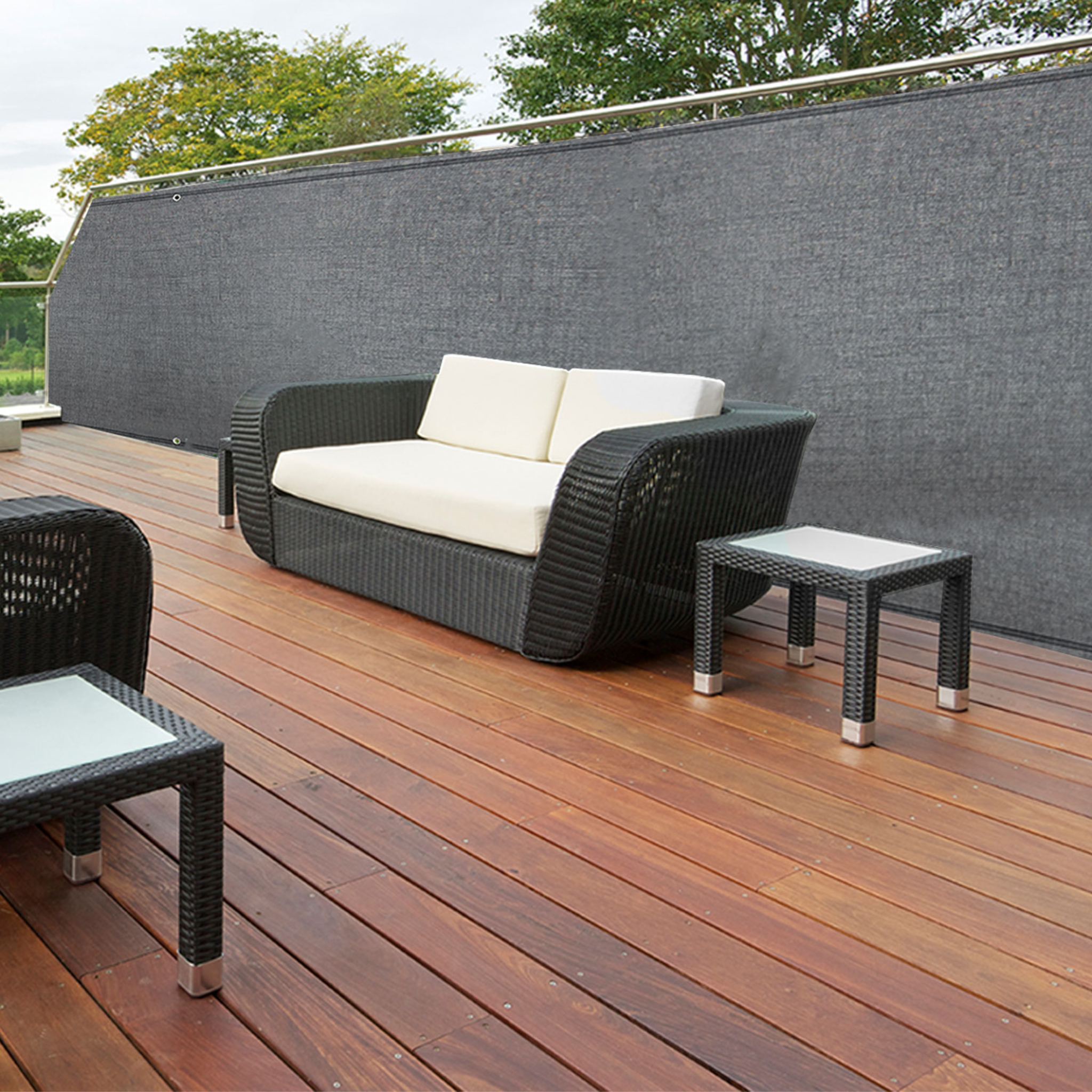 Voir la diapositive 6 : ID MARKET Brise vue haute densité 1 x 10 m gris 300 gr/m² qualité pro