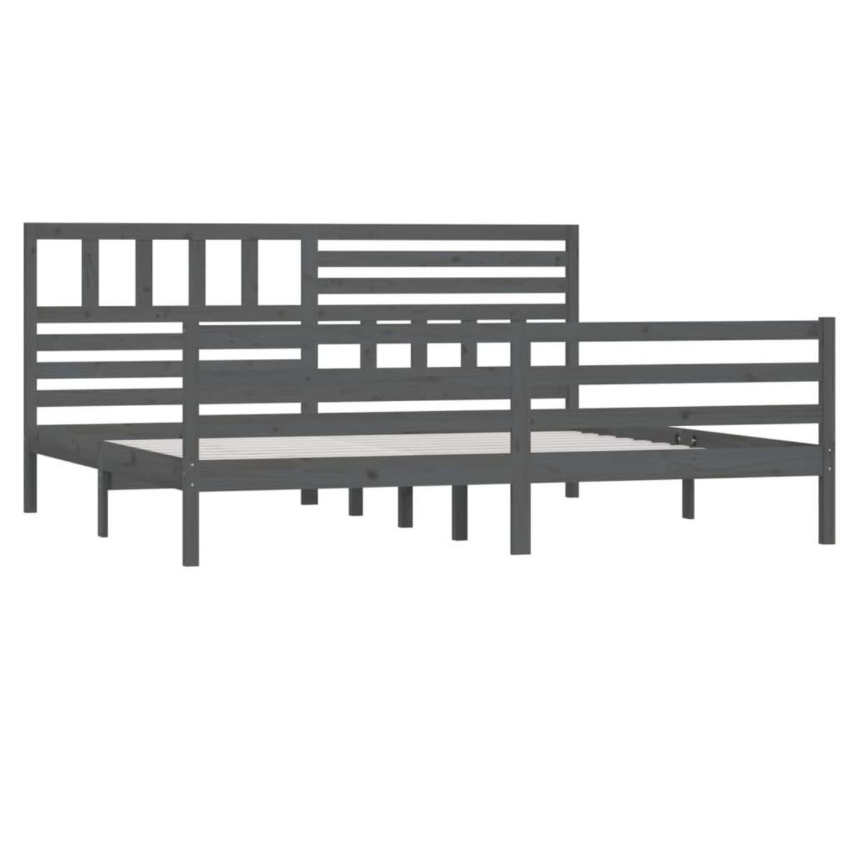 VIDAXL Cadre de lit sans matelas bois massif gris 200x200 cm