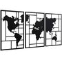 Voir la diapositive 5 : HOMCOM Lot de 3 décorations murales métal design graphique carte du monde métal noir