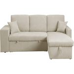 Habitat et Jardin Canapé d'angle en velours côtelé convertible/réversible  Axel  - 3 places - Beige