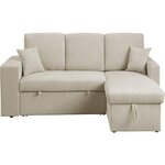 Habitat et Jardin Canapé d'angle en velours côtelé convertible/réversible  Axel  - 3 places - Beige