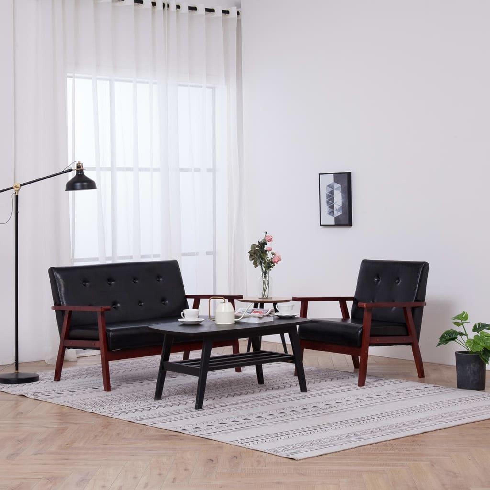 Voir la diapositive 1 : VIDAXL Ensemble de canapes 2 pcs noir similicuir