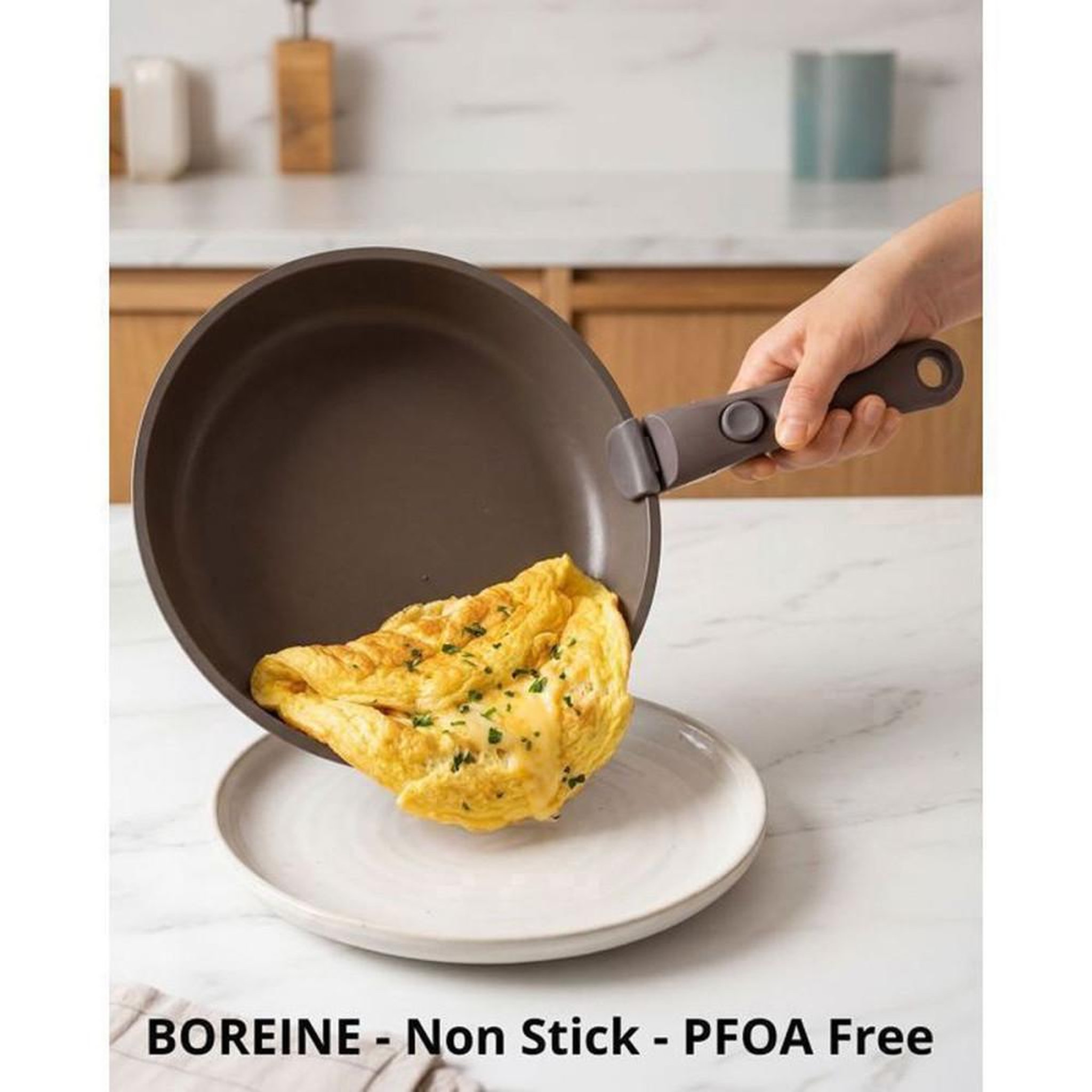 Voir la diapositive 3 : Set de casseroles et poêles antiadhésives 7 pièces avec poignées amovibles, couvercle silicone, compatible induction