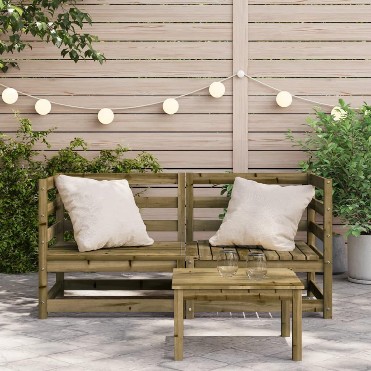 VIDAXL Canapes d'angle de jardin 2 pcs 70x70x67cm bois de pin impregne