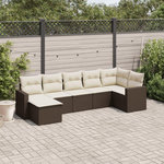 VIDAXL Salon de jardin avec coussins 7 pcs marron resine tressee