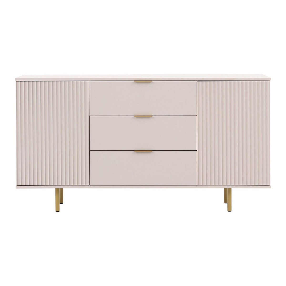 BEST MOBILIER Monica - buffet - beige - 3 tiroirs et 2 portes - 150 cm