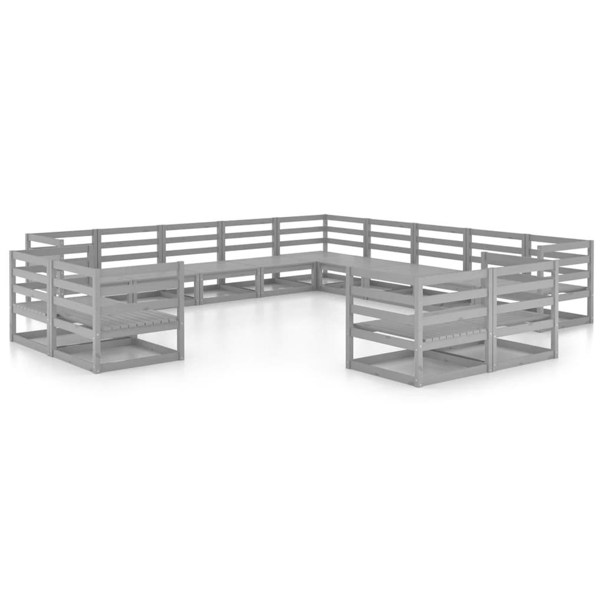 Voir la diapositive 2 : VIDAXL Salon de jardin 13 pcs bois de pin massif