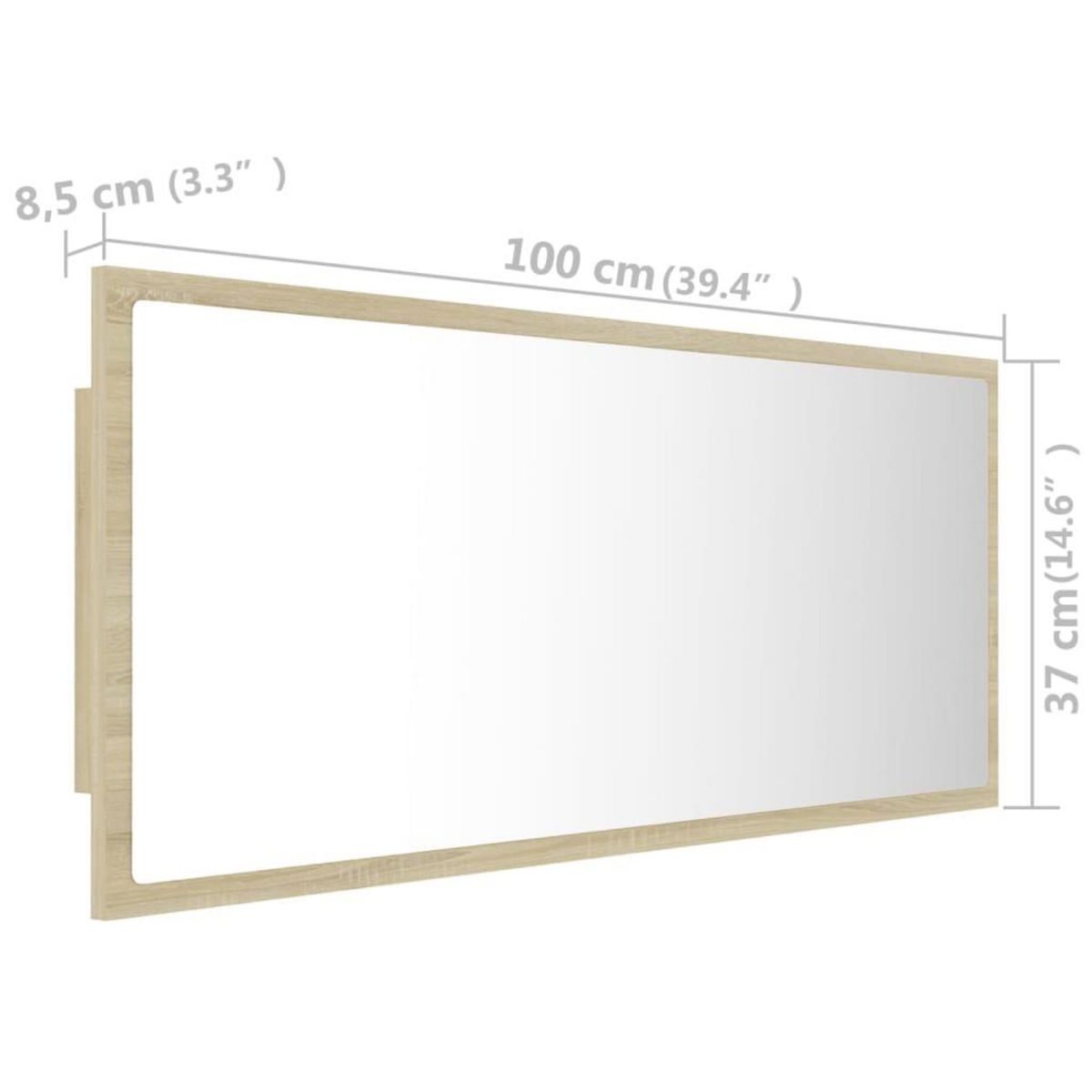 VIDAXL Miroir LED de salle de bain Chene sonoma 100x8,5x37cm Acrylique