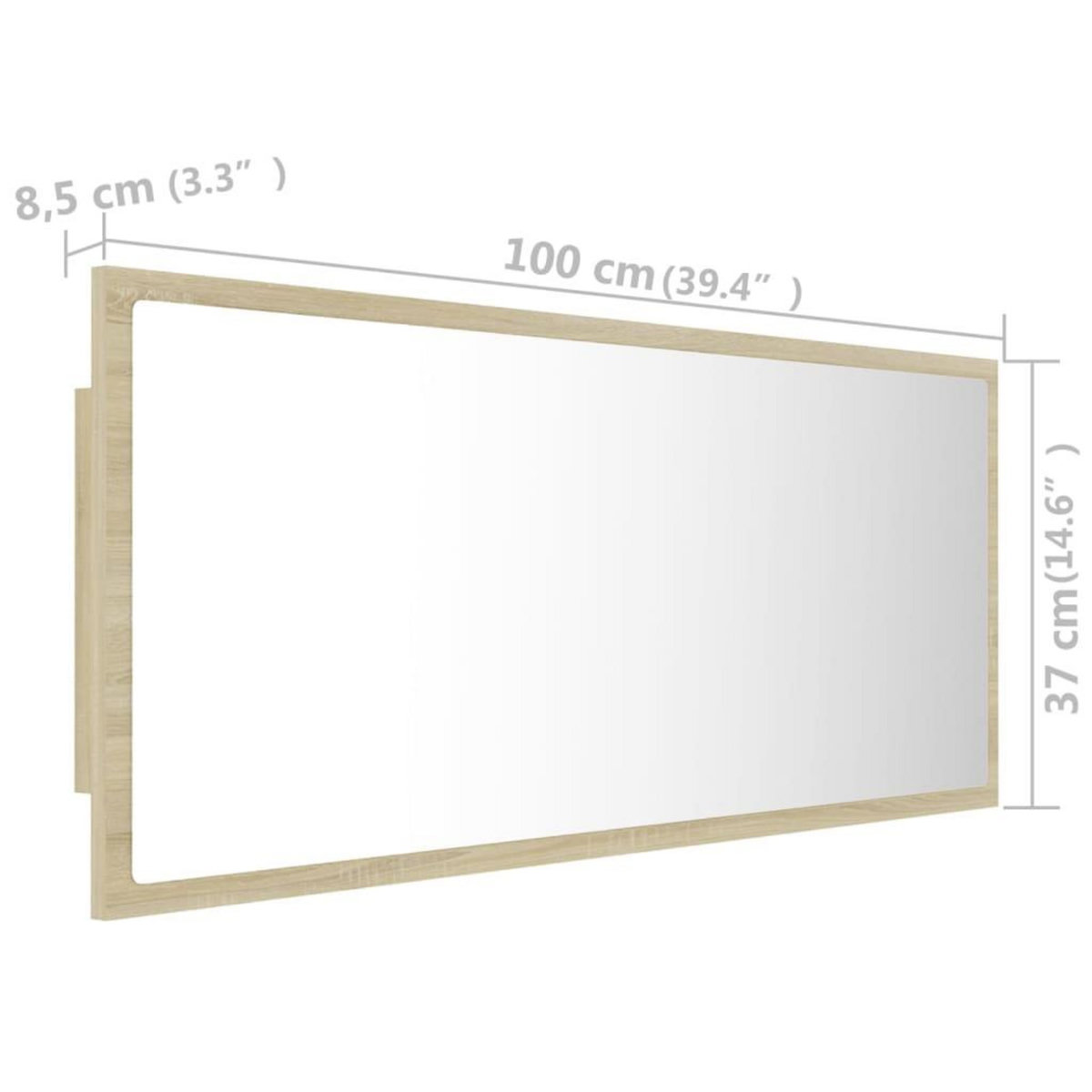 VIDAXL Miroir LED de salle de bain Chene sonoma 100x8,5x37cm Acrylique