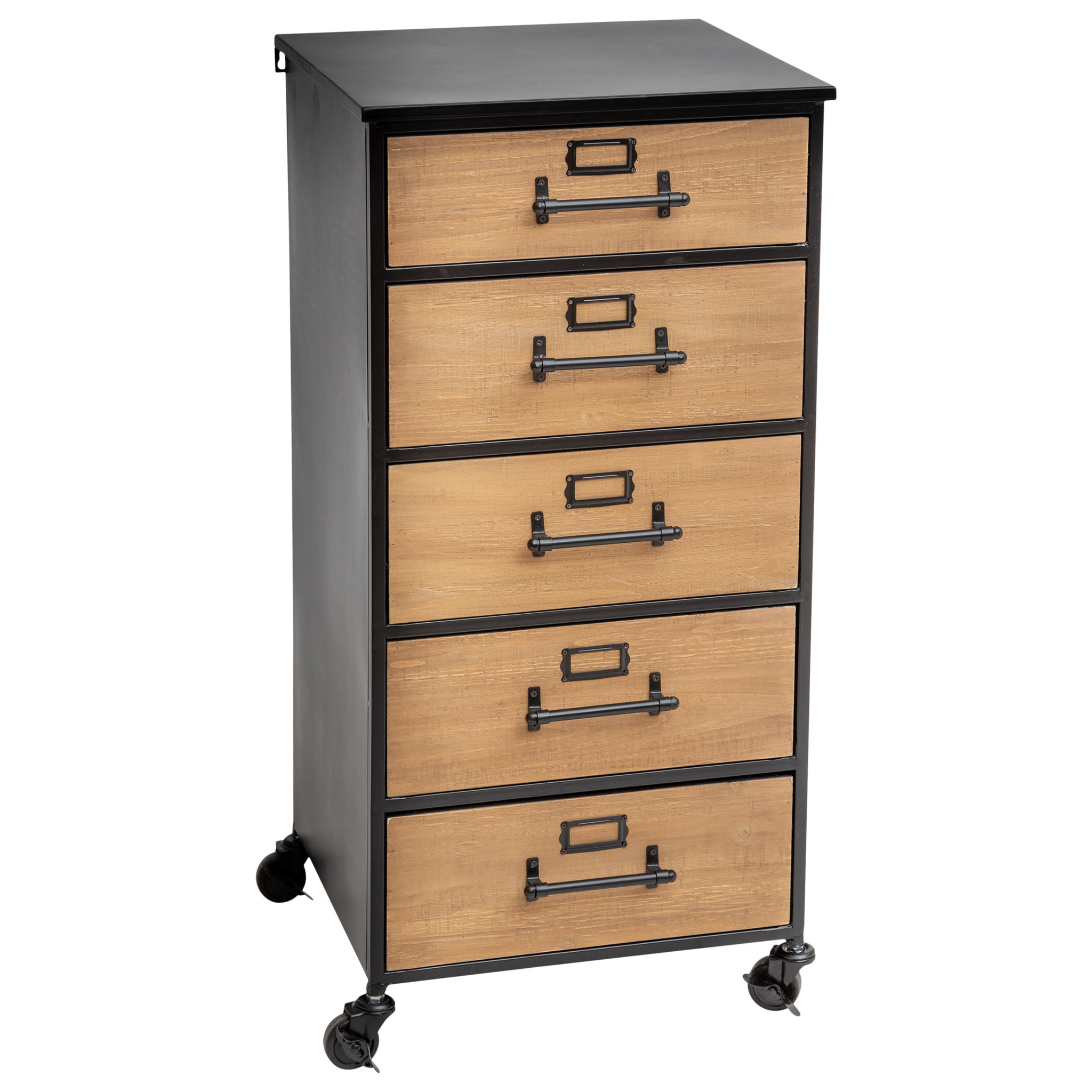 ATMOSPHERA Chiffonnier en métal et bois sur roulettes 5 tiroirs H87cm PARIS