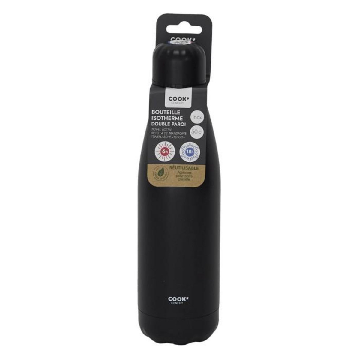 COOK CONCEPT Bouteille isotherme de transport noir 500 ml