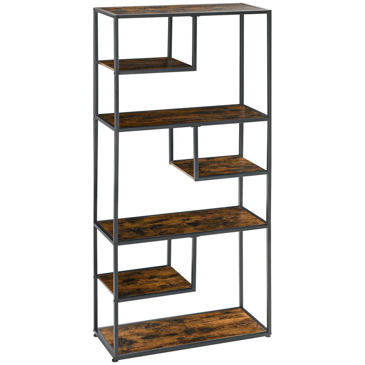 HOMCOM Bibliothèque étagère de rangement à 7 niveaux style industriel acier bois vieilli