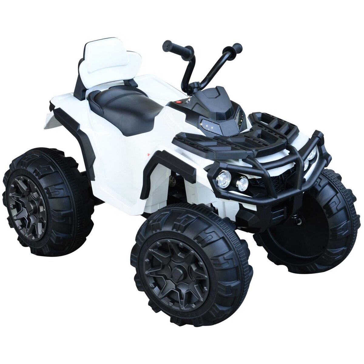HOMCOM Voiture 4x4 quad buggy électrique enfant 3 à 6 ans effets lumineux  musique V. max. 3 Km/h batterie rechargeable lecteur MP3 multifonction  blanc pas cher 