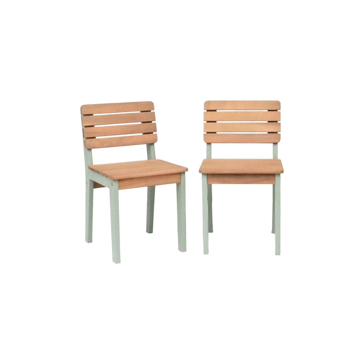 SWEEEK Table de jardin enfant bois d'acacia + 4 assises vert de gris - Caroline