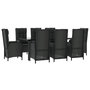 Voir la diapositive 3 : VIDAXL Ensemble a manger jardin 9pcs et coussins noir resine tressee