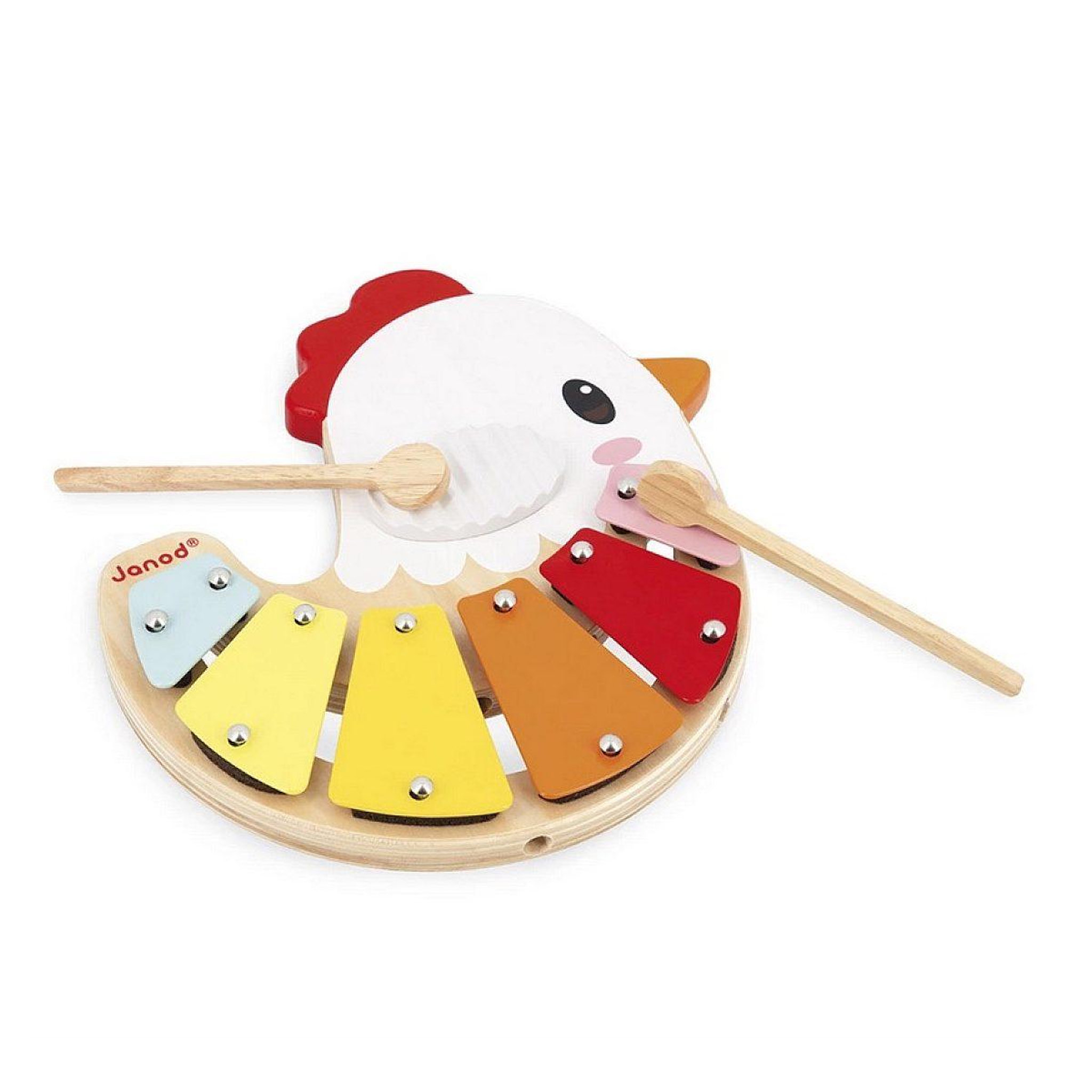 Voir la diapositive 3 : JANOD Xylo poulette en bois - xylophone colore