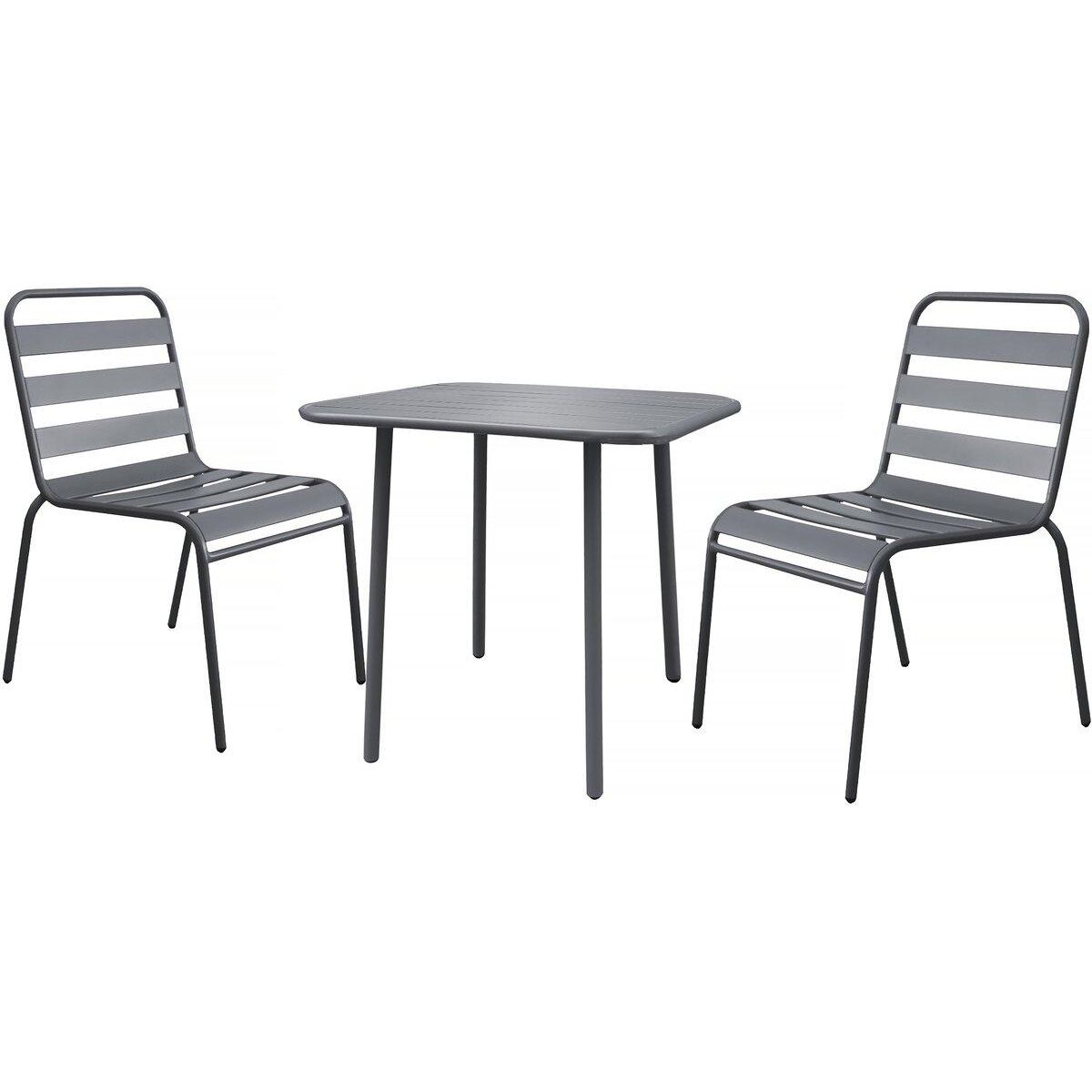 Habitat et Jardin Salon de jardin repas en métal  Bilbao  - 2 places - Gris