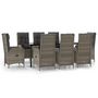 Voir la diapositive 2 : VIDAXL Ensemble a manger de jardin 9pcs et coussins noir et gris