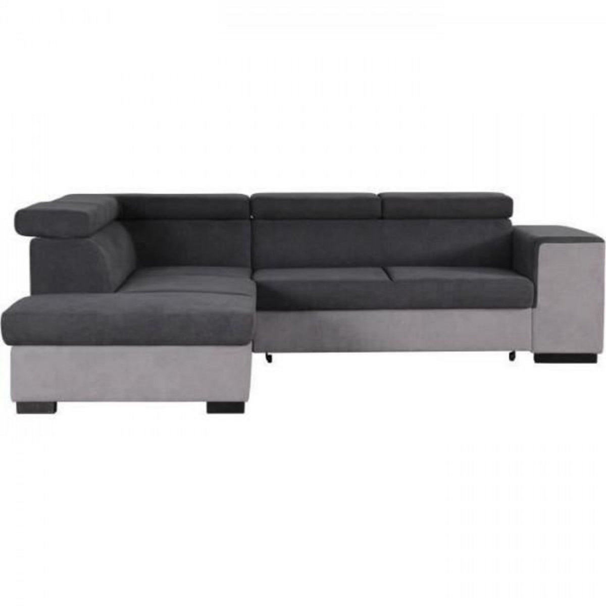 MARKET24 Canapé d'angle gauche convertible + coffre 5 places - Tissu gris - L 271 x P 220 x H 77 cm - ARMSTRONG - Fabriqué en Ukraine