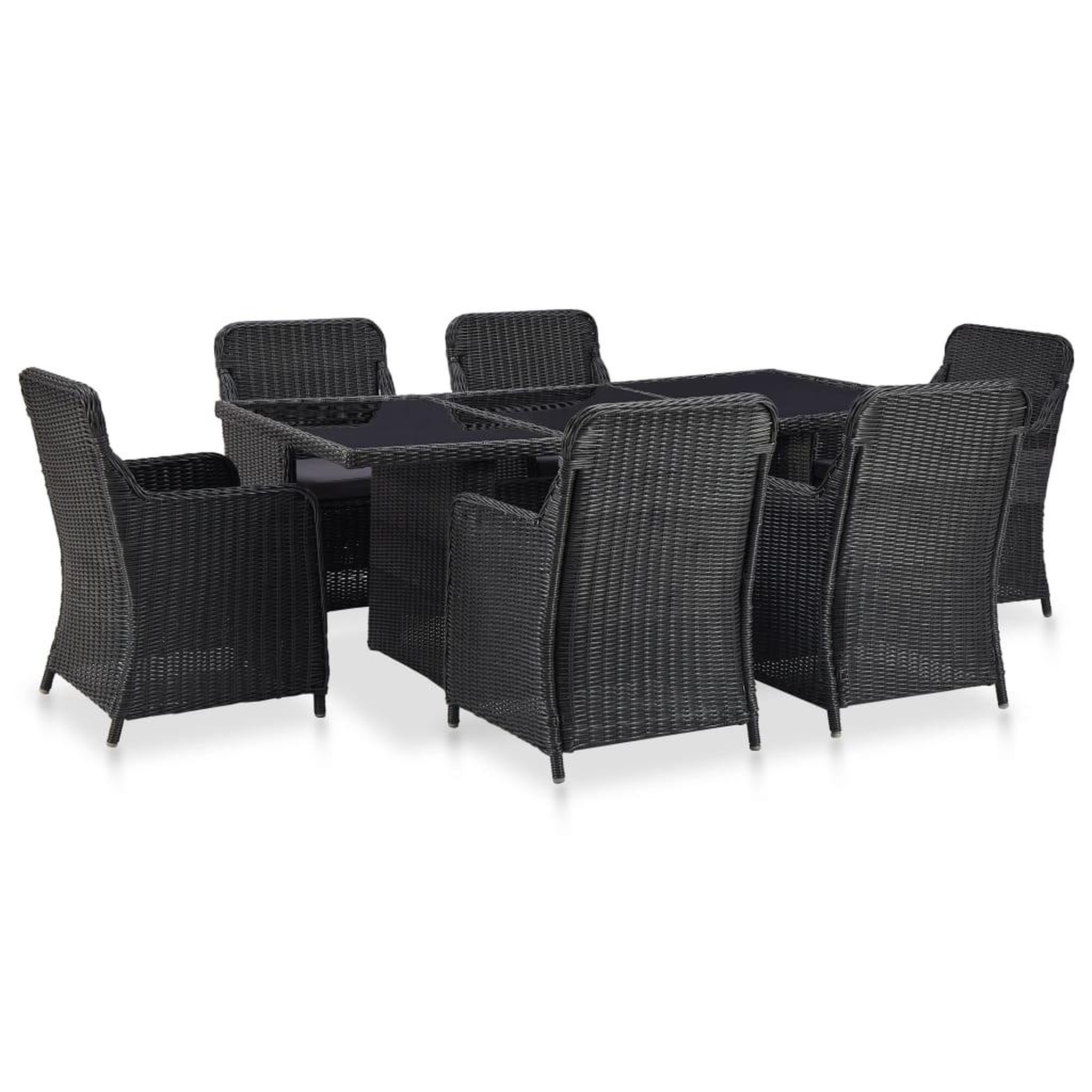 Voir la diapositive 1 : VIDAXL Ensemble a manger d'exterieur 7 pcs Resine tressee Noir
